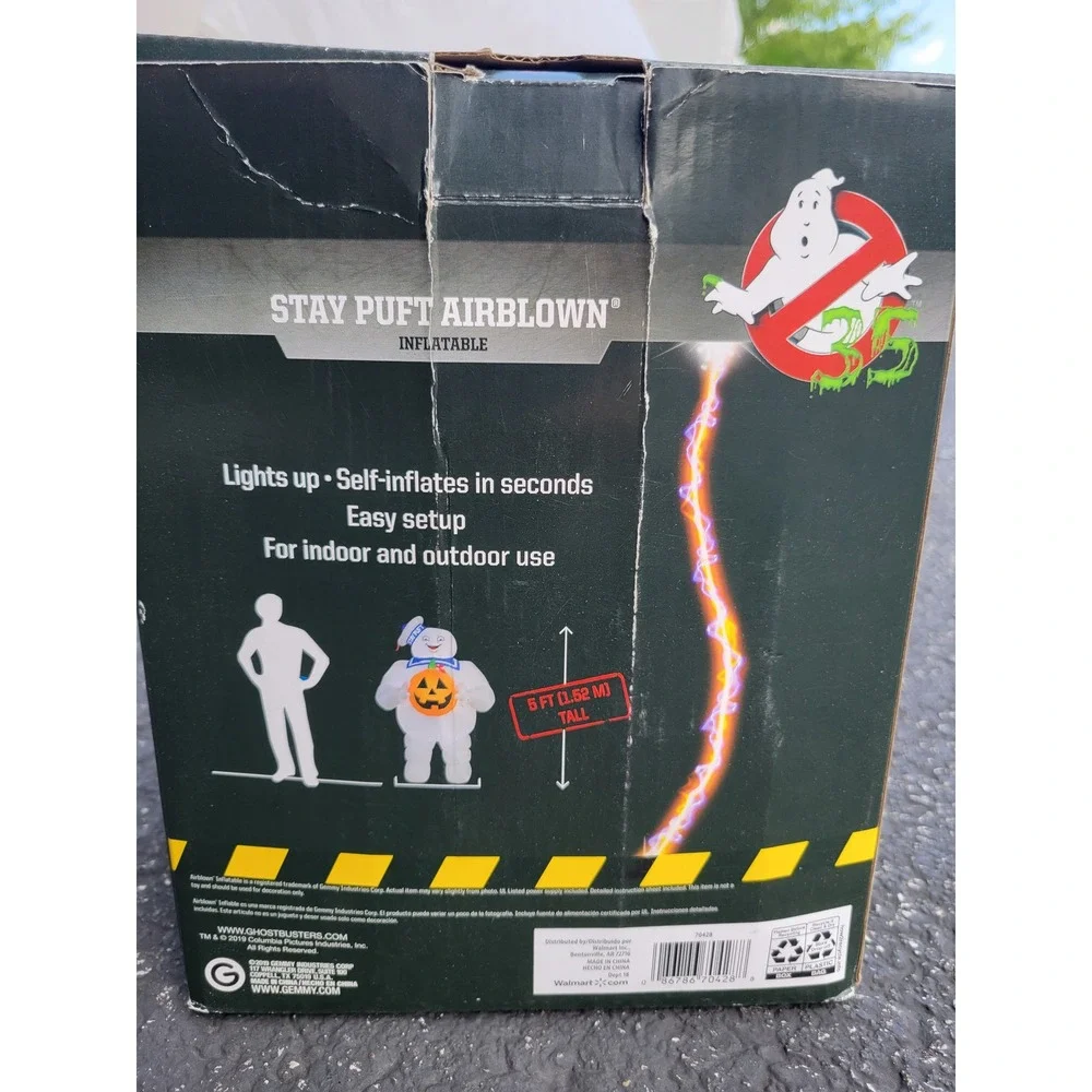 Gemmy Ghostbusters Stay Puft Inflatable 5ft White Pumpkin Halloween Decor